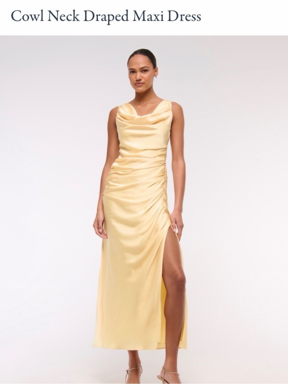 Cowl Neck Draped Maxi Dress - Pale Yellow